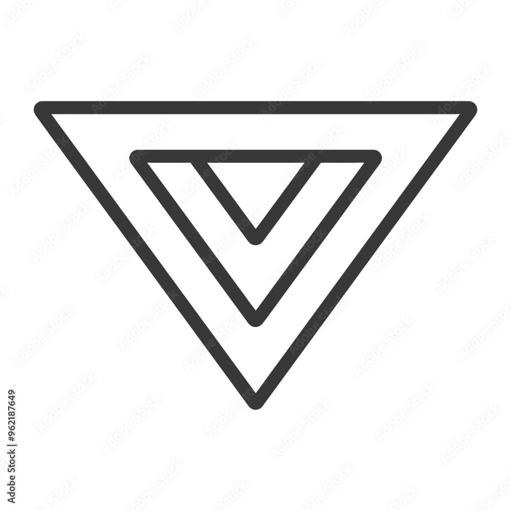 Black Outline Triple Triangle Downward Arrow Black Outline Triple Triangle Downward Arrow