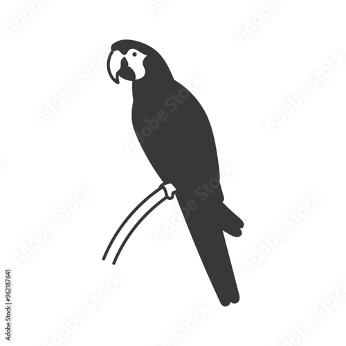 Black Silhouette of a Parrot Perched on a Branch