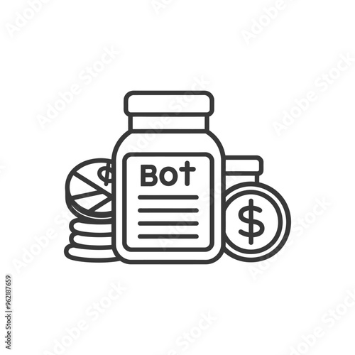 Bot jar with coins and dollar symbol