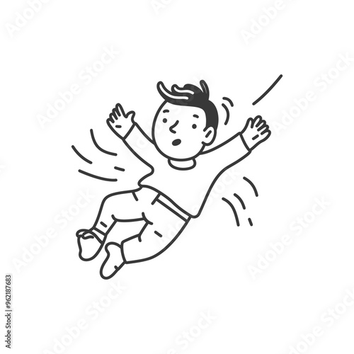 Boy Falling Through the Air with Arms Outstretched