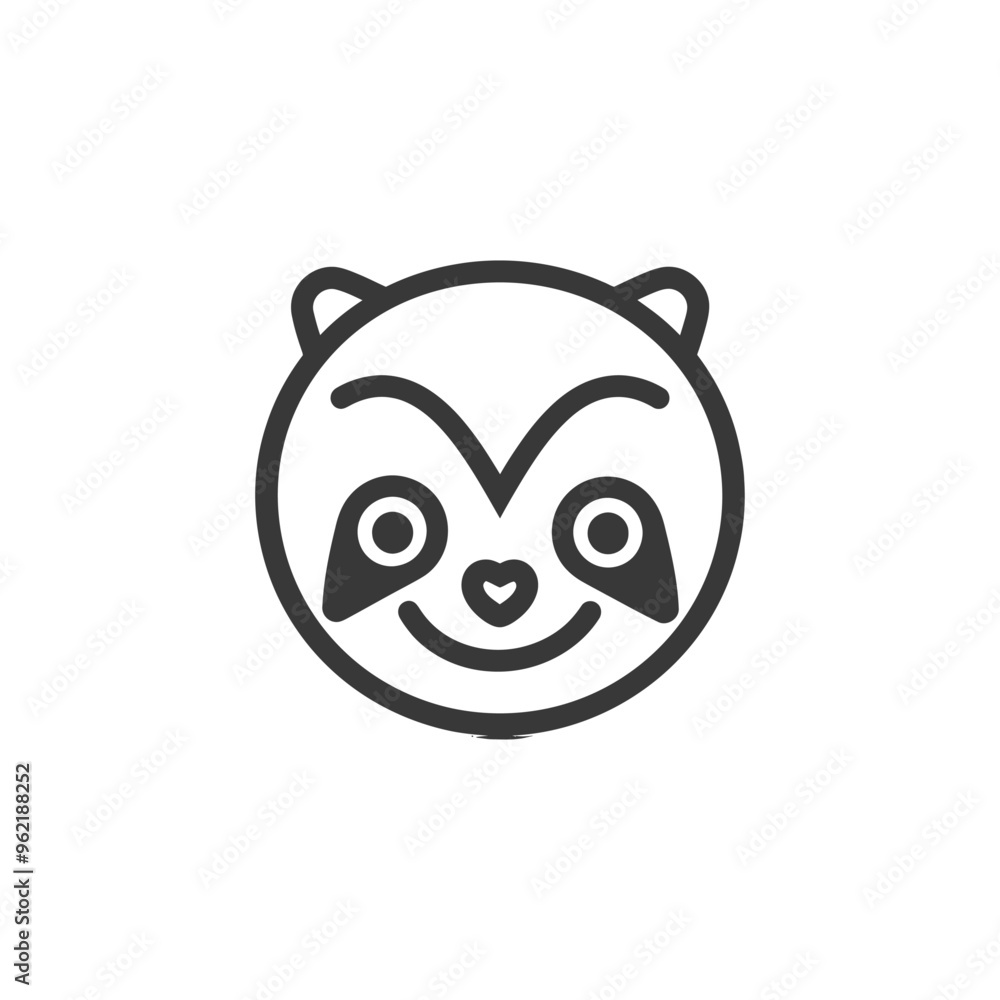 Line Art Illustration of a Smiling Sloth with Heart Shaped Nose Line Art Illustration of a Smiling Sloth with Heart Shaped Nose