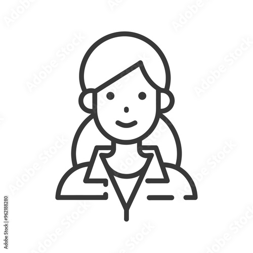 Line Art Illustration of a Smiling Woman with Long Hair