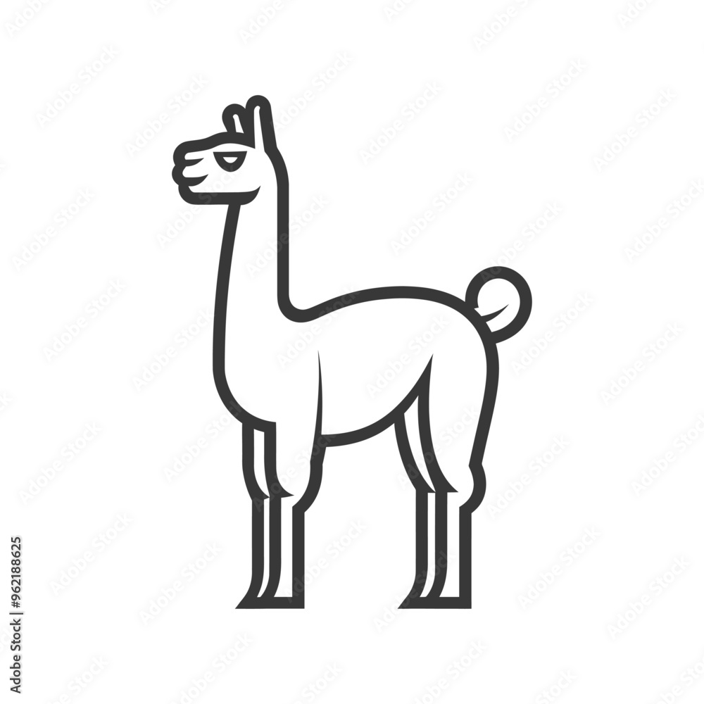 Line Art Illustration of a Standing Llama Line Art Illustration of a Standing Llama