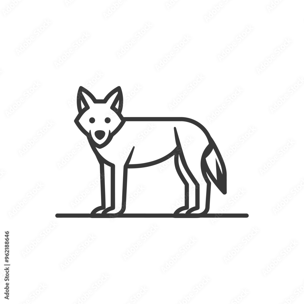 Fototapeta premium Line Art Illustration of a Standing Wolf