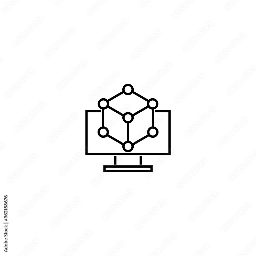 Computer simulation icon isolated on white background Computer simulation icon isolated on white background