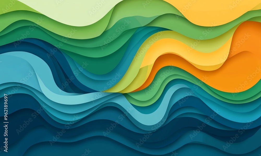 Colorful Abstract Background with Shapes and Waves, AI generated illustration Colorful Abstract Background with Shapes and Waves, AI generated illustration