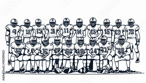 American Football Team Coloring Page Vector Illustration