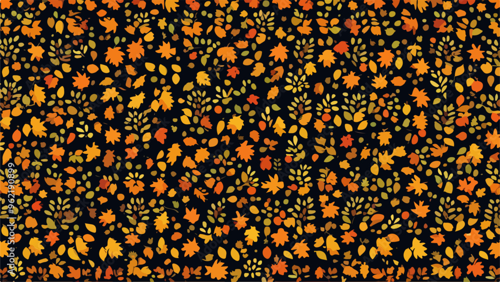 Autumn Leaves and Trees Seamless Pattern Autumn Leaves and Trees Seamless Pattern