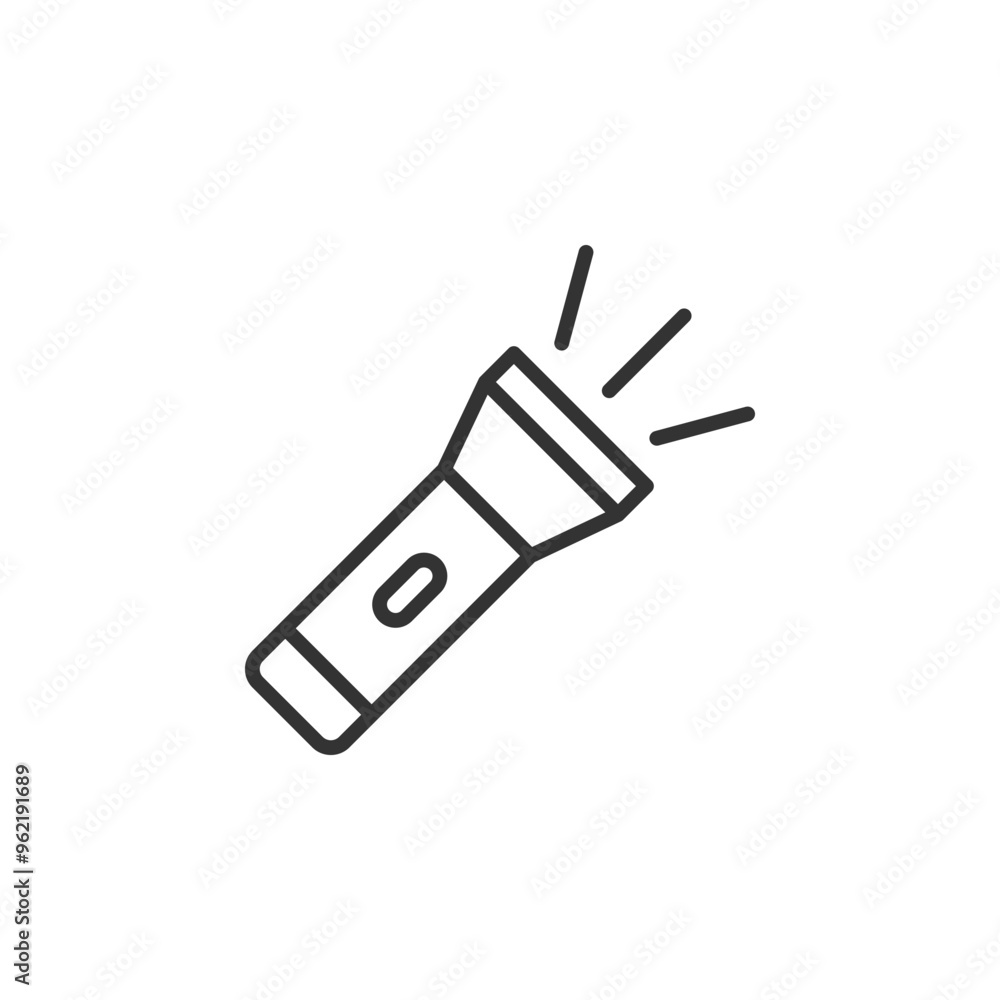 Outlined flashlight illustration isolated on white background for User Interface. Vector icon in flat style Outlined flashlight illustration isolated on white background for User Interface. Vector icon in flat style