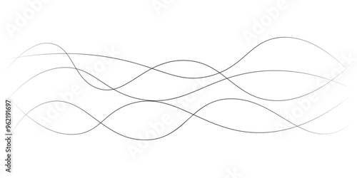 abstract wavy curved lines on white background with different transparency. Vector pattern in flat style