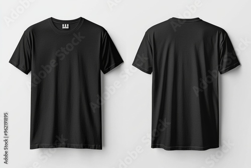 Black Tshirt Mockup Front and Back Isolated created with Generative AI