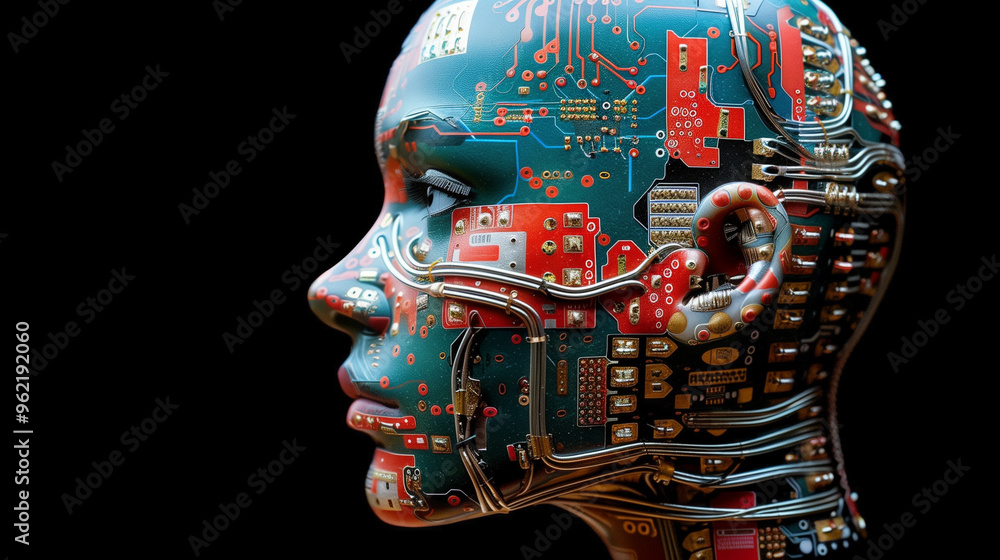 Close-up of a brain connected to circuits, showcasing the interface between human mind and AI systems for seamless communication and control Close-up of a brain connected to circuits, showcasing the interface between human mind and AI systems for seamless communication and control