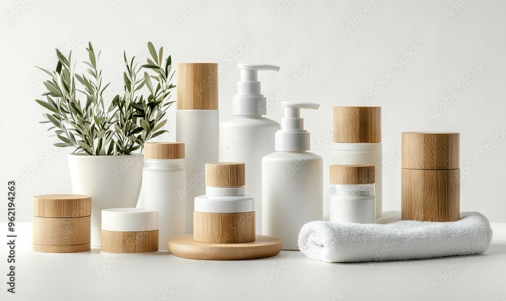 Nature-Inspired Skincare Products Display, AI generated illustration Nature-Inspired Skincare Products Display, AI generated illustration