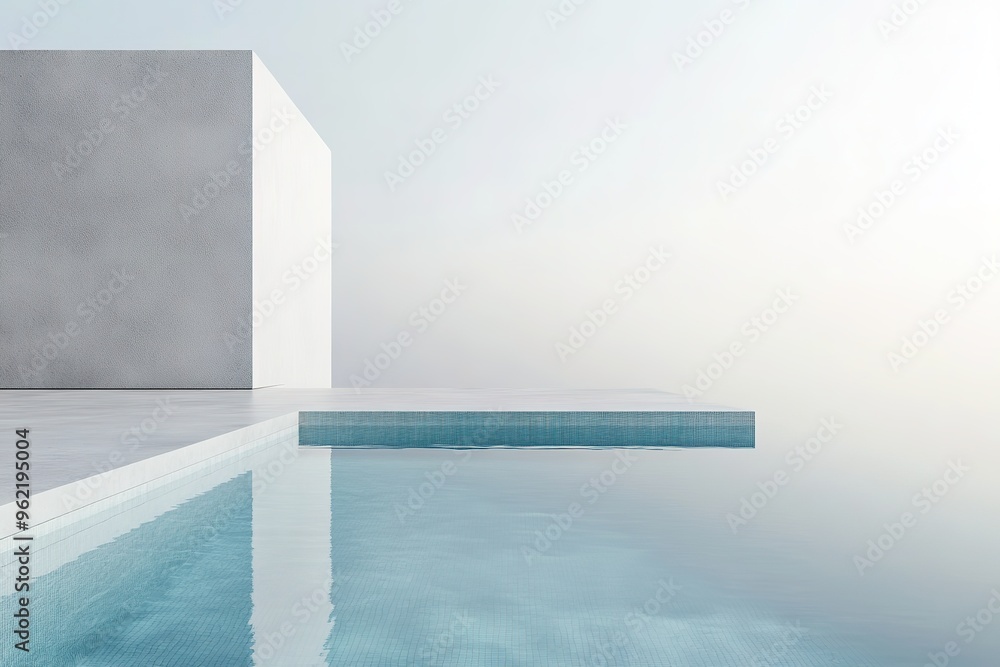 Minimalist infinity pool with clear sky and serene water Minimalist infinity pool with clear sky and serene water