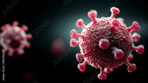 High-resolution virus imagery, showing the spread of infection in a dark and dangerous environment photo