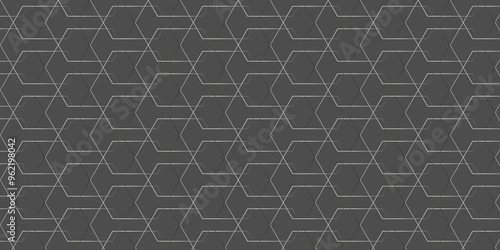 Repeated grey polygons on black background.3d monochromatic honeycomb pattern background.  Decorative cobblestone print. Road pattern. Stone floor. Mosaic sidewalk.