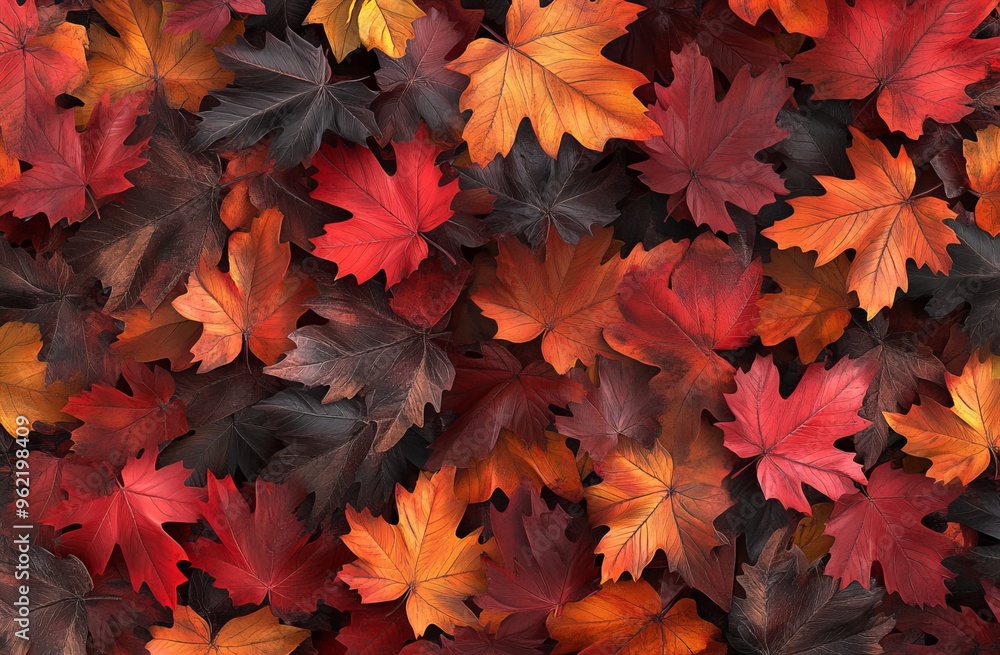 Autumn Leaves Background with Rich Colors and Textures, AI generated illustration Autumn Leaves Background with Rich Colors and Textures, AI generated illustration