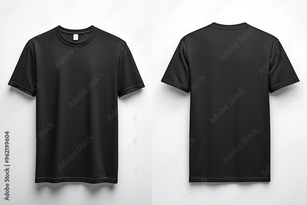 Naklejka premium Black Tshirt Mockup Front and Back Isolated created with Generative AI