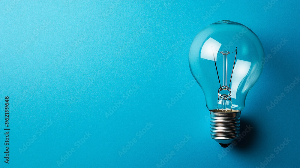 Photo of a light bulb on a blue background, symbolizing ideas and inspiration Photo of a light bulb on a blue background, symbolizing ideas and inspiration