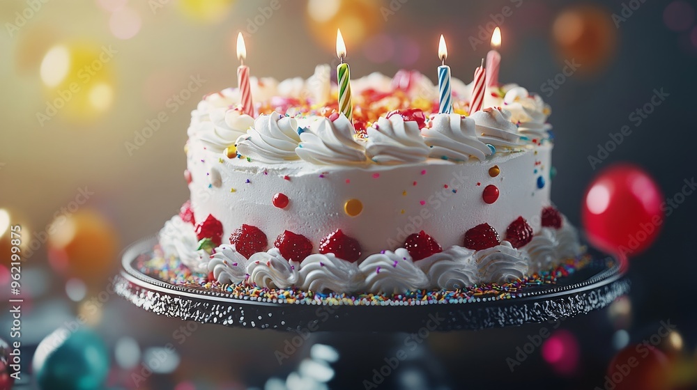 Capture the magic of a birthday celebration with a hyper-realistic food photograph of a decorated birthday cake Capture the magic of a birthday celebration with a hyper-realistic food photograph of a decorated birthday cake