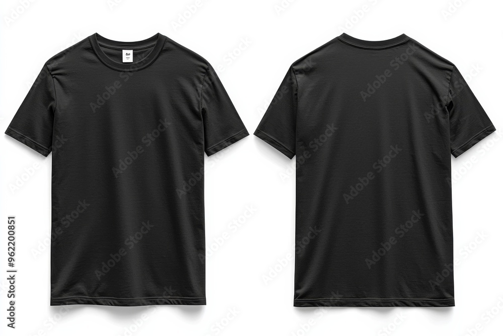 Naklejka premium Black Tshirt Mockup Front and Back Isolated created with Generative AI