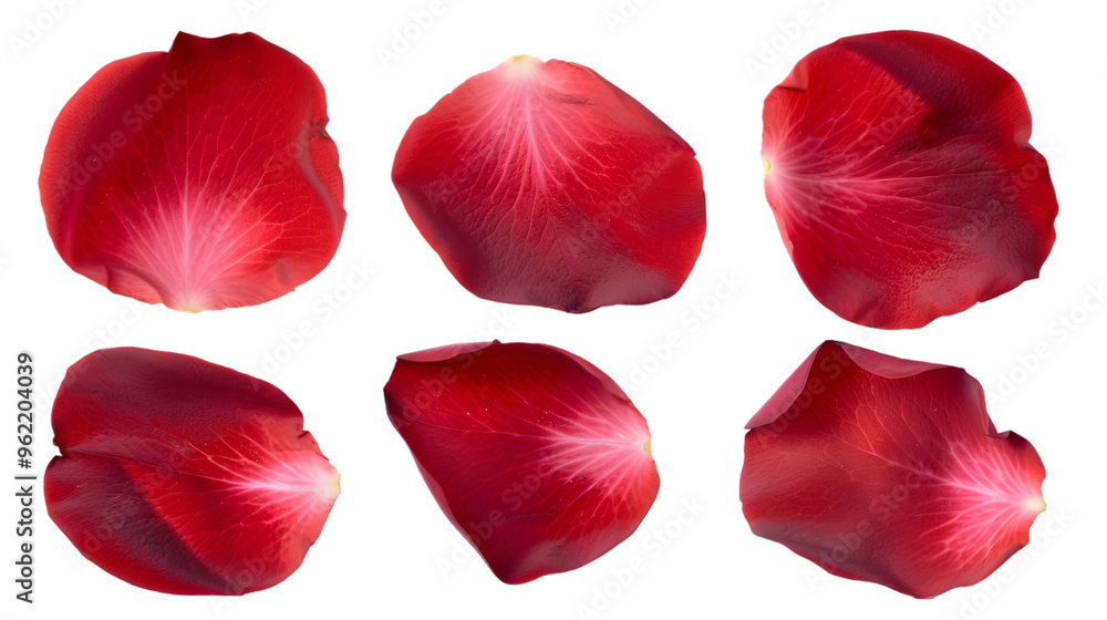 Red rose petals isolated on a white background Red rose petals isolated on a white background