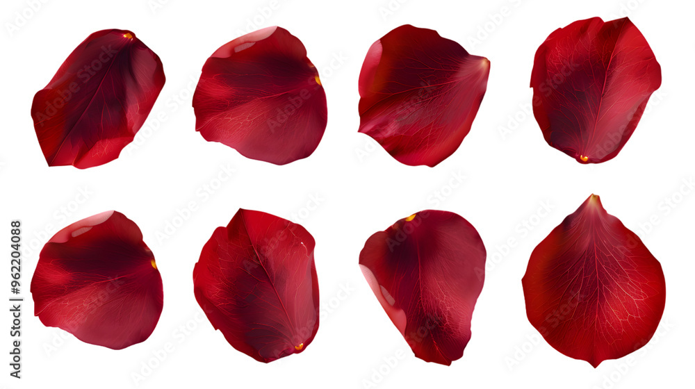 Red rose petals isolated on a white background Red rose petals isolated on a white background