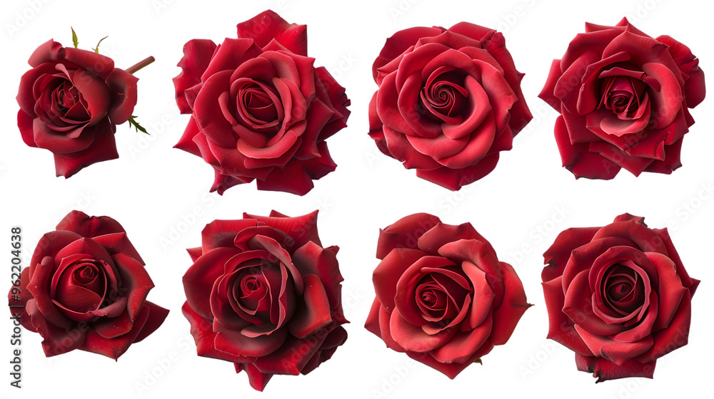 Red rose set isolated on white background Red rose set isolated on white background