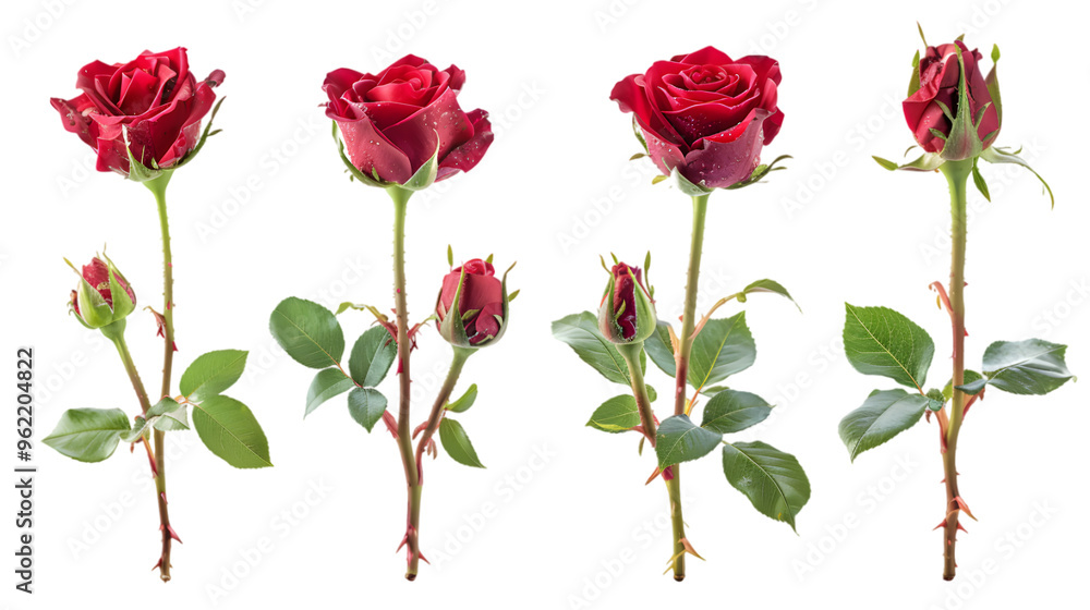Red rose set isolated on white background Red rose set isolated on white background