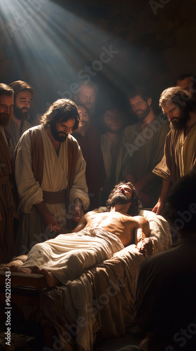 Jesus Healing a Paralytic by Laying Hands on Him in Ancient Times