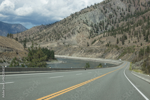 Mountain Highway Alongside River Bend