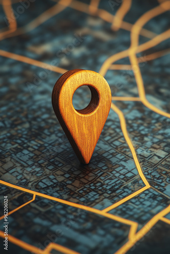 Realistic Map Pin Resting on a Vibrant Location Map Design