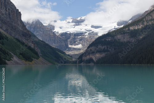 Turquoise Mountain Lake with Snow-Capped Peaks