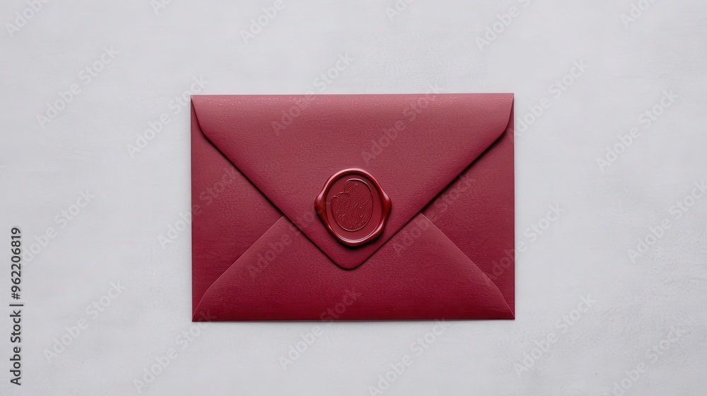 A wedding invitation sealed with a wax stamp, invitation, wax stamp A wedding invitation sealed with a wax stamp, invitation, wax stamp
