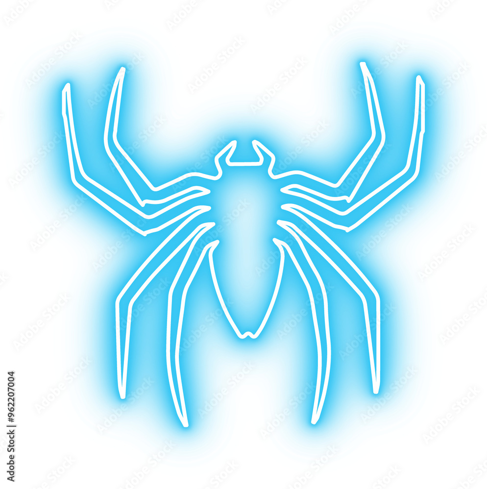 Neon blue spider halloween icon Neon blue spider halloween icon