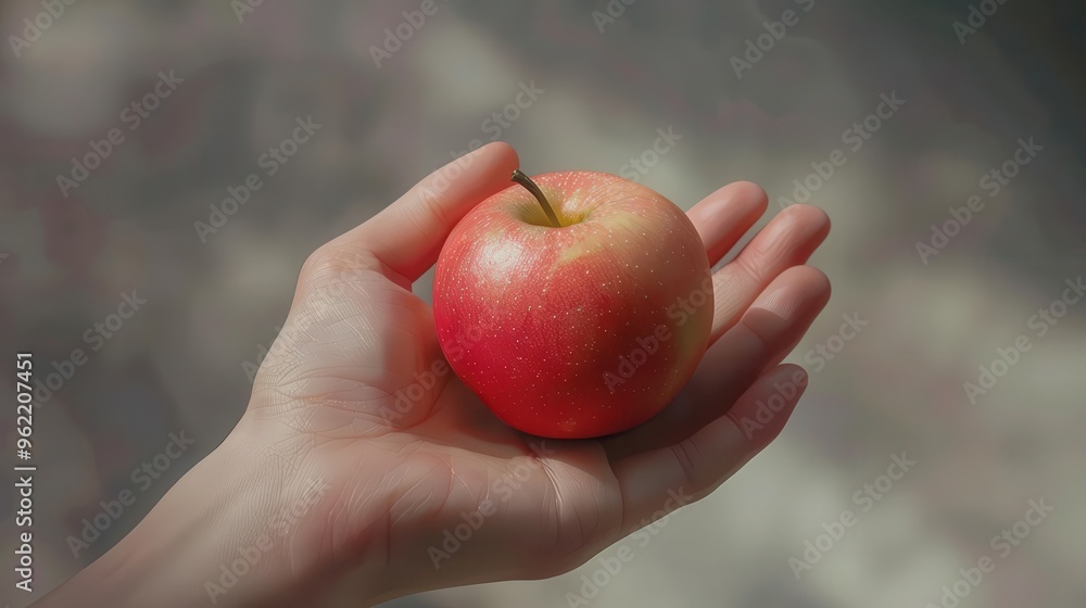 hyperrealistic closeup of a human hand gently holding a perfectly rendered apple blending photorealism with subtle ai enhancements for an uncanny yet beautiful effect hyperrealistic closeup of a human hand gently holding a perfectly rendered apple blending photorealism with subtle ai enhancements for an uncanny yet beautiful effect