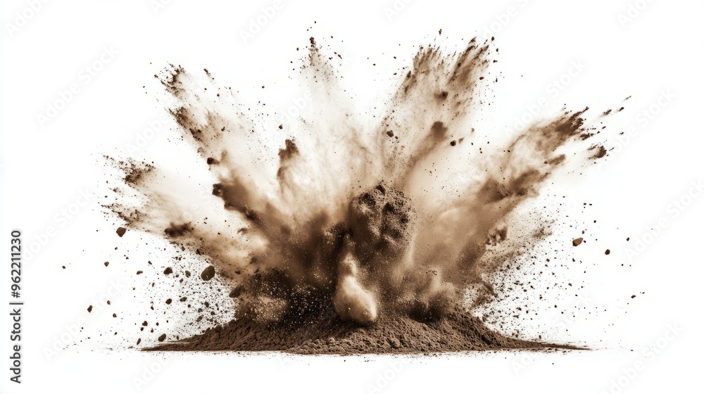 Dry soil explosion isolated on white background. Dry soil explosion isolated on white background.