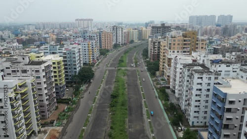 Beautiful modern cityscape of kolkata from the air, nice buildings and infrastructures photo