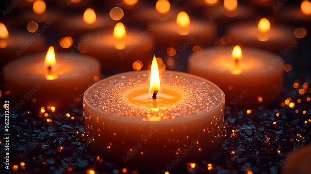 Burning Candles on a Dark Background Burning Candles on a Dark Background