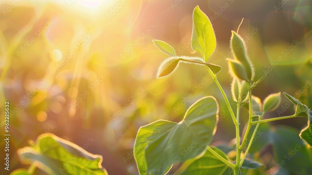 A field of green plants with a single leaf in the foreground A field of green plants with a single leaf in the foreground