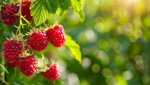 Freshness and sweetness of ripe Rasberry, a healthy summer snack generated