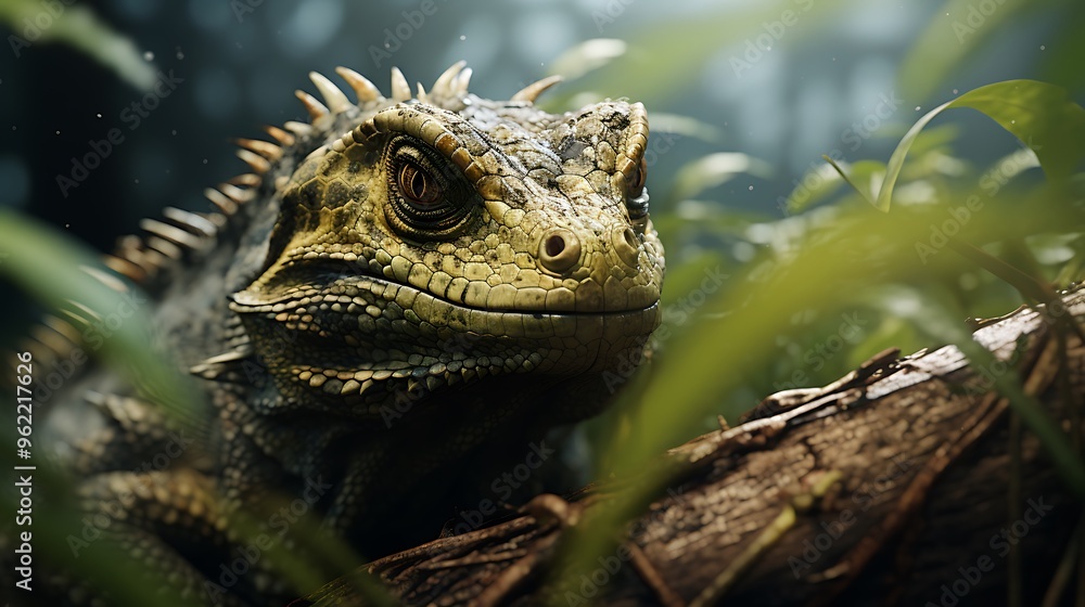 Obraz premium A dynamic composition featuring a realistic reptile, emphasizing the textures and patterns in stunning