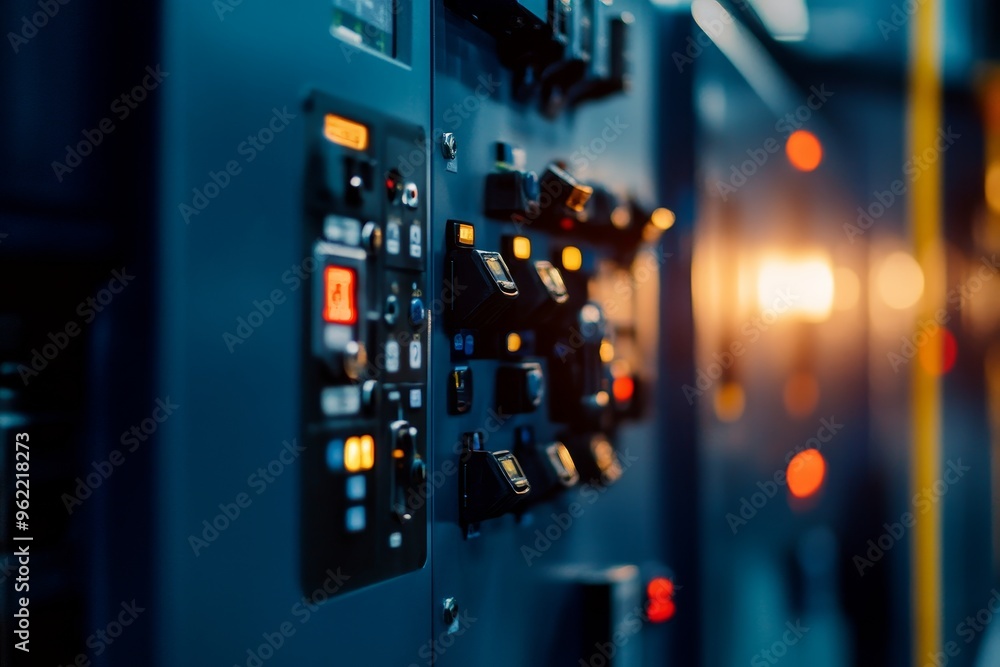 A detailed view of an industrial control panel showcasing buttons, switches, and indicators. This image symbolizes automation, technology, manufacturing, and industry. A detailed view of an industrial control panel showcasing buttons, switches, and indicators. This image symbolizes automation, technology, manufacturing, and industry.