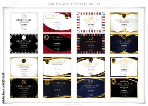 賞状セット（横向き）21　certificate　ディプロマ　表彰状　フレームデザイン