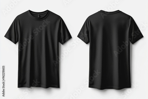 Black Tshirt Mockup Front and Back Isolated created with Generative AI