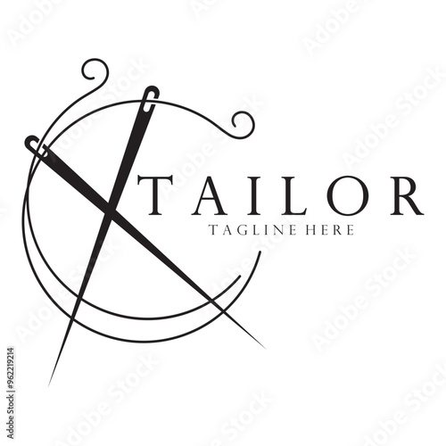 tailor logo icon illustration template combination of buttons for clothes, thread and sewing machine, for clothing product design, convection companies, fashion in vector form
