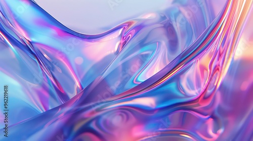 Abstract iridescent background with flowing purple and pink colors.