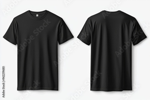 Black Tshirt Mockup Front and Back Isolated created with Generative AI