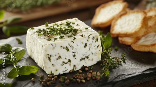 Goat Cheese with Herbs - Tangy goat cheese infused with aromatic herbs, perfect for appetizers photo