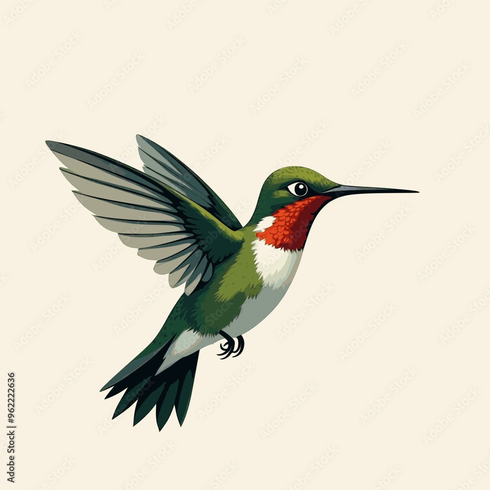 Obraz premium Fantasy world. Illustration of paradise hummingbird bird isolated on a light background. Abstract drawing. Raster version of a vector illustration.